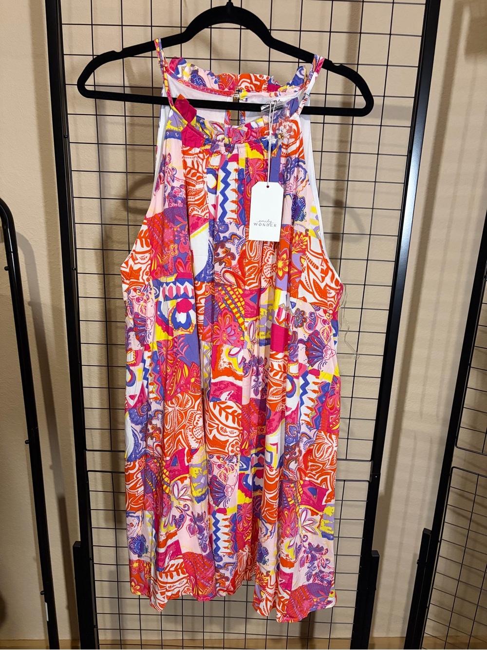 Colorful Abstract Print Halter Dress